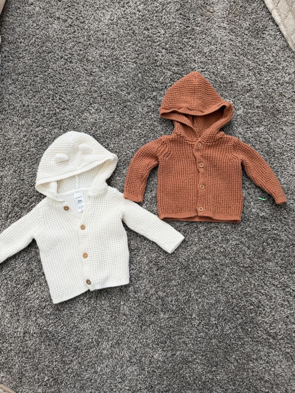 Carter's Bundle of 2 Knit Hooded Cardigans 3 Months